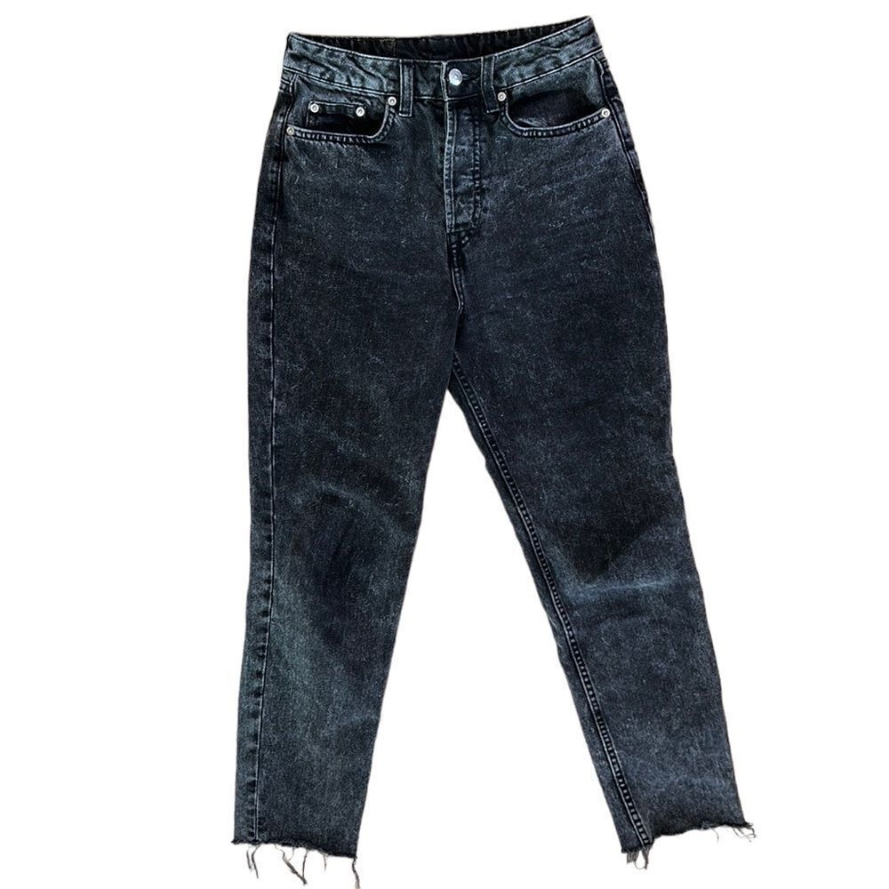 H&M Women's Black 100% Cotton Faded/Stonewashed High-Rise Jeans Size 2